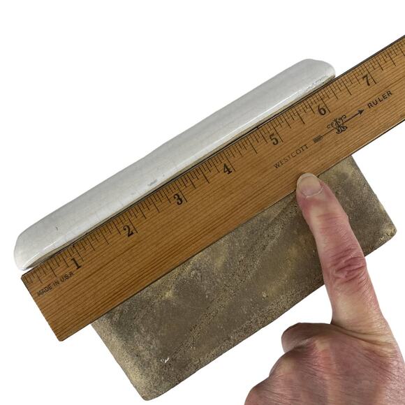 Vintage Ceramic Inset Toilet Paper Holder Rectangular Flawed Antique Art Deco - Picture 11 of 15